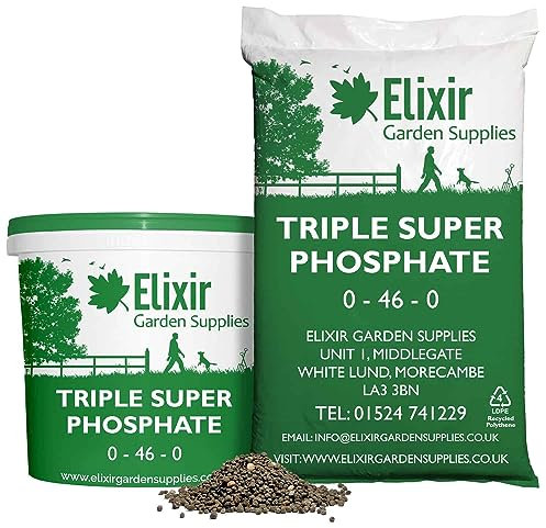 Elixir Gardens Triple Super Phosphate Ripening Fertiliser | NPK 0-46-0 | Fruit, Root, Vegetable & Flower Feed | 500g - 25kg Available in a Bag or Tub | Covers up-to 266m² | 4kg Bag