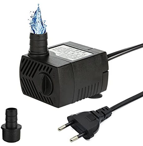 Mini Wasserpumpe Aquariumpumpe 400L/H 5W Tauchpumpe Klein Springbrunnenpumpe Fontänenpumpe mit 1.35m Netzkabel für Aquarium Teich Garten und Hydroponiksystem AC220-240V