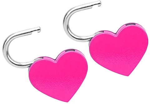 Serrure coeur 2 pièces avec clé, petite serrure d'amour en forme de coeur, mini cadenas en métal, pour agenda boîte à bijoux boîte de rangement livre bagages, pack de 2(Rose rouge)