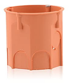 Boîte de jonction profonde encastrée Boîte de commutation Trou fraisé Ø 63mm, hauteur 62mm, Orange IP30 650°C pour les dispositifs de montage, vis incluses