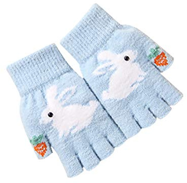 SDER Gants Femme Gants à Imprimé Lapin Mignon Gants Sans Doigts TricotéS En Plein Air éPais, Chauds Et Coupe-Vent Gants De Cyclisme Chauds à éCran Tactile Pour Femme Gants Doux Sweet En Faux Cachemire