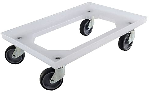 Karton EU Transportroller für Boxen 60 x 40 cm ohne Bremse milchig, mit 4 Lenkrollen Rollwagen Euroboxen Eurobehälter
