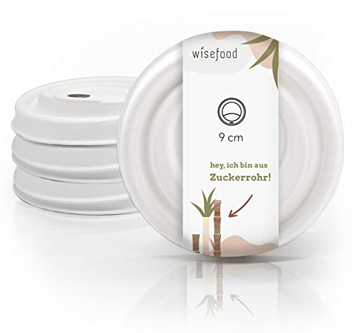 wisefood Tapa para taza de café de caña de azúcar, 50 unidades, 90 mm de diámetro, tapa de café desechable, apta para vasos de 300 ml, tapa biodegradable de bagazo sin PLA/PE