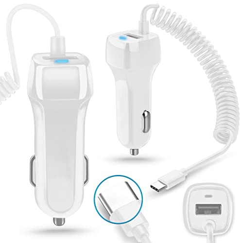 KFZ Auto Ladekabel kompatibel für Samsung Galaxy A22 5G / A12 Lade Kabel USB Typ-C Ladegerät Weiß