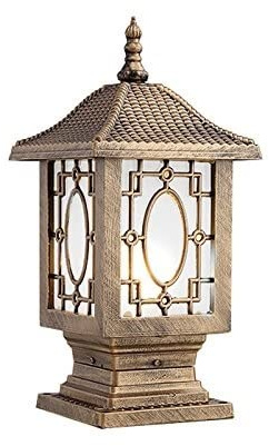 XMFXIAO European Victoria Bollard Lamp Lantern Outdoor Waterproof Column Lamp Tradition Antique Antirust Crown Aluminum Table Lamp E27 Decoration Illumination Light Fixture Street Post Light