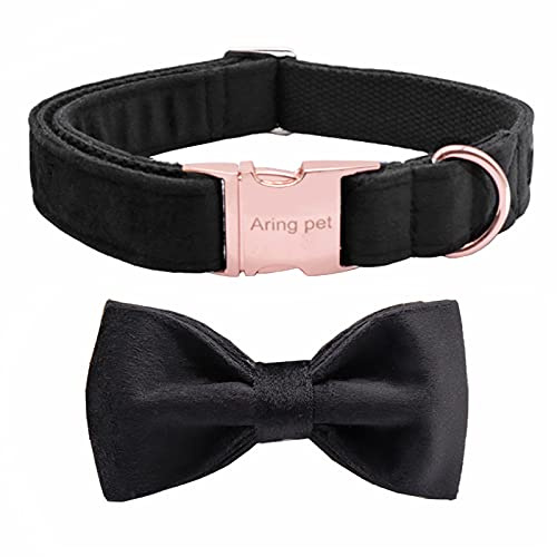 ARING PET Samt Hundehalsband-Niedliche Schwarze Hundehalsbänder mit Schleife, Bequeme weiche und verstellbare Samt Halsband Geschenke mit Metallschnalle für kleine mittlere große Hunde