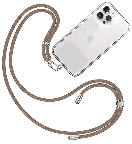 TBOC Band mobiltelefonkedja, nyckelband, kedja, mobiltelefonsnöre, [brun] att hänga upp nacken, universellt för mobiltelefon med pad mobiltelefonband, patch, karbinhake, fodral, mobiltelefonfodral,