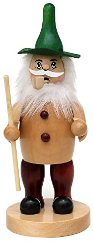 Wichtelstube-Kollektion Holz Räuchermännchen Waldwichtel mit Holzstiege natürlich traditioneller uriger Premium Räucherwichtel Weihnachten 8,5 x 10 x 18 cm