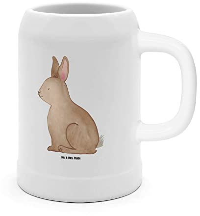Mr. & Mrs. Panda Bierkrug Hase Sitzen - Geschenk, Tonkrug, Krug, Maßkrug, Mit Deckel, Ostern, Frohe, Liebe, Kaninchen, Ostergrüße, Oktoberfest