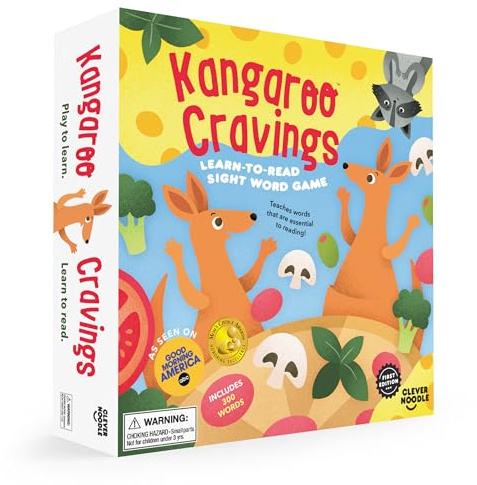 Kangaroo Cravings Learn to Read 300 High-Frequency Sight Words Board Game - Fun Learning Resource & Word Game for Kids Ages 4-9 - Parent & Teacher Must Haves for Preschool, Kindergarten, 1st-3rd Grade