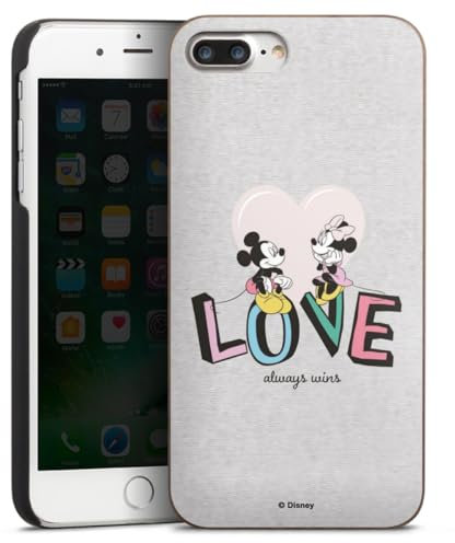 DeinDesign Coque en Bois Compatible avec Apple iPhone 8 Plus Coque en Bois veritable Coque de Protection en Bois Mickey & Minnie Amour Disney