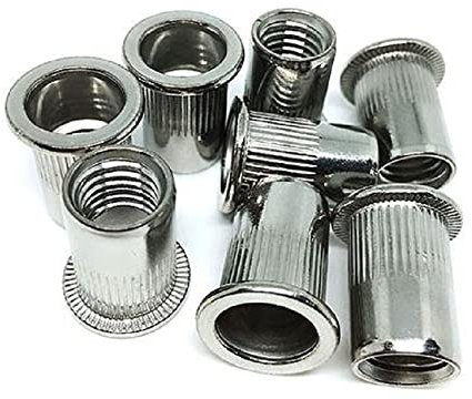SEIDER 10 Stück M3 M4 M5 M6 M8 M10 M12 Verzinkter Kohlenstoffstahl Rändelmuttern Flachkopf Gewindenieteinsatz Nutsert Cap Nietmutter(Stainless Steel,10Pcs M12)