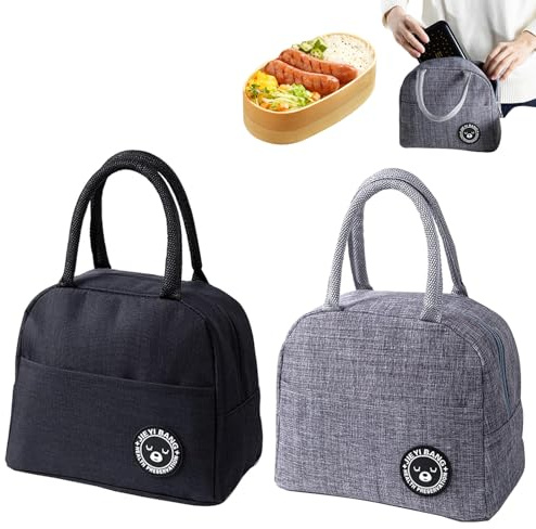 Bustlwor 2 Pcs Kleine Kühltasche, Isolierte Lunchtasche, Lunchtasche, mit Reißverschluss Wasserdicht, für Picknick Outdoor Schule Büro Arbeit Essen und Trinken (22 x 13 x 20cm)