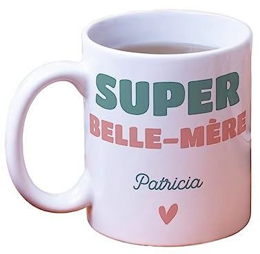 CADEAUX.COM - Tasse Personnalisable Super Belle-mère - Tasse à Café - Mug Personnalisé - Mug Original - Idée Cadeau Personnalisé Photo et Message - Cadeau Noel