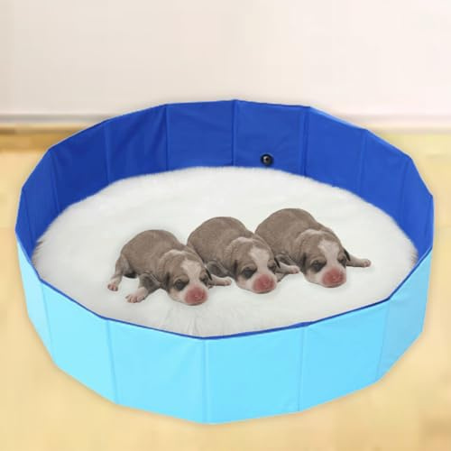 Cdycam Portable Birthing Pool for Dogs and Puppies, Foldable Whelping Pen, Dog Whelping Pool Box, Easy to Clean, Portable Hard Collapsible Pet Swimming Bath Pool(XXL-47x12)