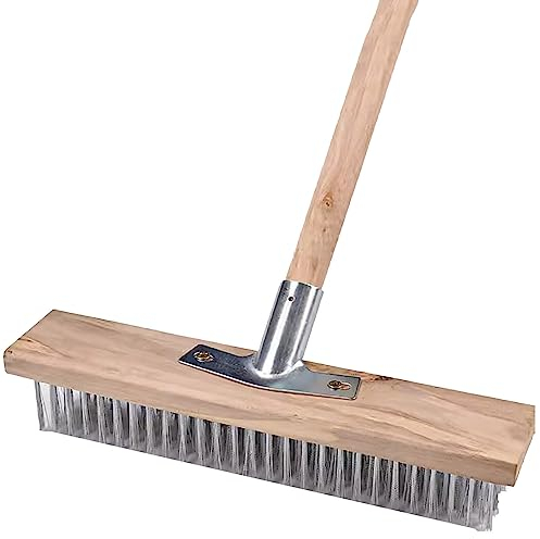 Scheuerbürste Moos entfernen 8/12/20 breit Stahldraht Deck-Pool-Bürste, Kommerziell Große harte Borste Holzbürste für Reinigung von Fliesen, Wänden, Boden Stufen ( Color : Brush Handle+Head , Size :