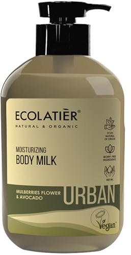 Feuchtigkeitsspendende Body Milk – Mulberry & Avocado für Damen und Herren, Körperlotion für trockene Haut, Vegan, 97.5% natürliche Inhaltsstoffe - 400 ml/ECOLATIER