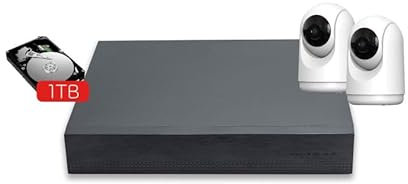 Energeeks - Grabador NVR - 2 Cámaras de Interior Incluidas - 8 Canales - Disco Duro de 1TB - Grabación 24/7 - para Instalación Sin Cables - Control Total - Fácil Instalación