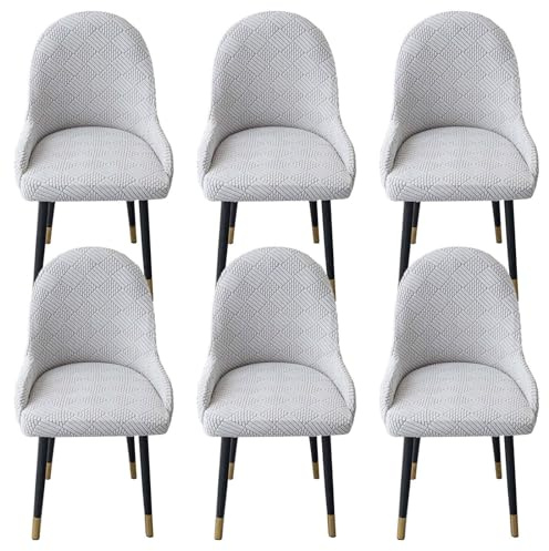 ZRCYXDW Fundas Sillas De Comedor Elasticas, Comedor Sillas Cubiertas con Brazos Respaldo con Reposabrazos Extraíble Fundas para Sillas De Comedor Lavable para Comedor-Gris Claro-Pack de 6