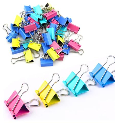 70 Stück Foldback Klammern Bunt Metall Binder Clips Dokumenten Clips für Büro - 3 Größen Vielzweckklammern (15mm/19mm/25mm)