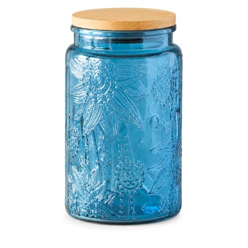 ANSQU Barattolo di vetro vintage, da, con coperchio, barattolo colorato per cucina, dispensa, barattolo in vetro per alimenti, per caffè, tè, caramelle, biscotti, zucchero (Blu 1, 1000 ml)