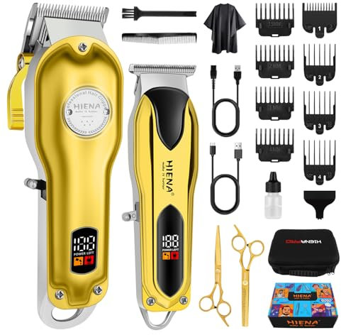 HIENA PRO Taglia Capelli Professionale Set Per Uomo, Cordless Macchinetta Per Capelli, Taglia Barba e Capelli Uomo, Set Macchinetta Barba Uomo Con Display LED