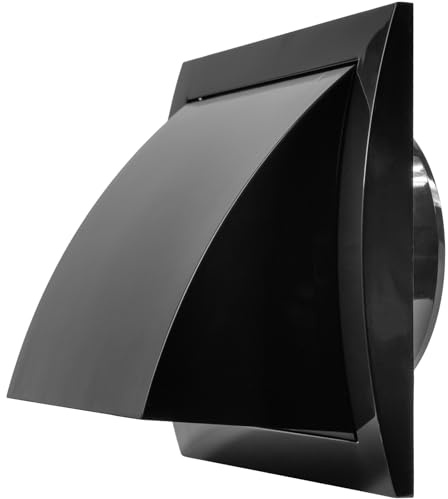 4'' Inch / 100 mm Exhaust Hood Vent with Rain Cover, Black, Indoor and Outdoor Air Vent Cover, HVAC Exhaust Vent Duct Cover, Inch Exhaust Cap (4 Inch, Black)