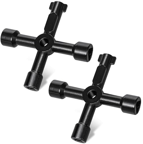 ZAVIA 2Pcs 4 Way Multifunction Utility Key | Black Meter Box Key | Triangle, Square, Panel Key for Cupboard, Cabinet, Water, Gas, Electric & Plumbing Applications | Four Way Service Utility Key