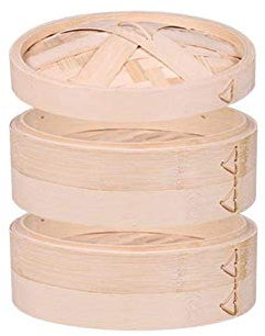 Olla para cocinar, vaporera de bambú Hecha a Mano de Primera Calidad de 7/8/10/12 Pulgadas, 2/3 Niveles, Tapa y revestimientos, vaporera de bambú Natural para albóndigas, cocin
