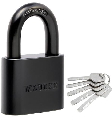 Maudex® PBK50 Padlock - All-Weather Protection with 5 Keys, Brass Cylinder, Weather-Resistant Coating for Outdoor Shed, Gate, Storage & More