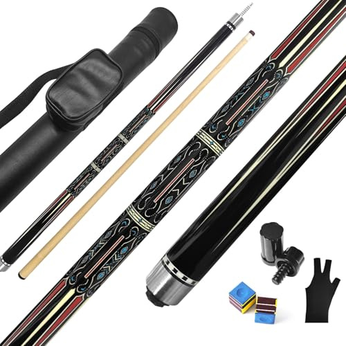 RAYNA GAMES Pool-Billardqueues,58“ Pool Cue Stick with 12,5 mm Lederspitze,20 oz Billard Queue Set für Anfänger professionelle Billardspieler
