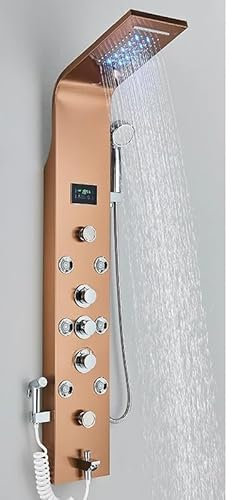 pomme de douche Ensembles de douche pour salle de bain nickel LED Panneau de douche à LED six fonctions Colonne de douche Pluie cascade de douche de douche à jets Spa Douche à baignoire avec baignoire