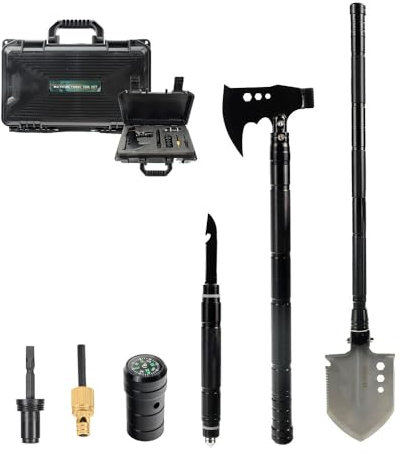 Dönges JDMULTIKS-ADV - Pala pieghevole multifunzione con ascia in scatola di plastica, materiale: acciaio, dimensioni: 80 x 13 x 2,5 cm, dimensioni lama: 17 x 13 cm