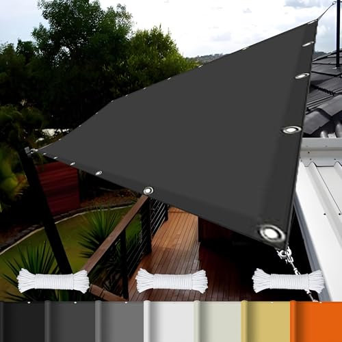 Tenda a Vela Ombreggiante Rettangolare 4 x 6 m Impermeabile Vela Ombreggiante Parasole con Occhielli Protezione Raggi UV HDPE Telo Ombra per Tenda Amache Picnic, Grigio Scuro