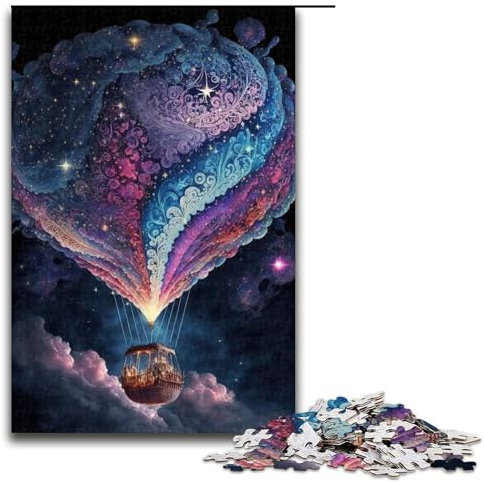 Puzzle 1000 Teile Ballon im Weltraum Puzzle für Erwachsene aus Holz Lernspiel Herausforderung Spielzeug 75x50cm