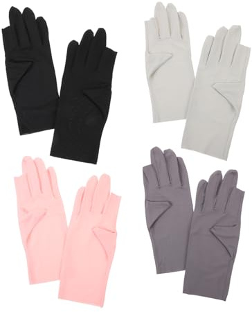 TOVINANNA Guantes para Uñas UV 4 Pares Medio Dedo Protección Solar Anti-uv para Manicura Mujer Transpirable Colores Variados