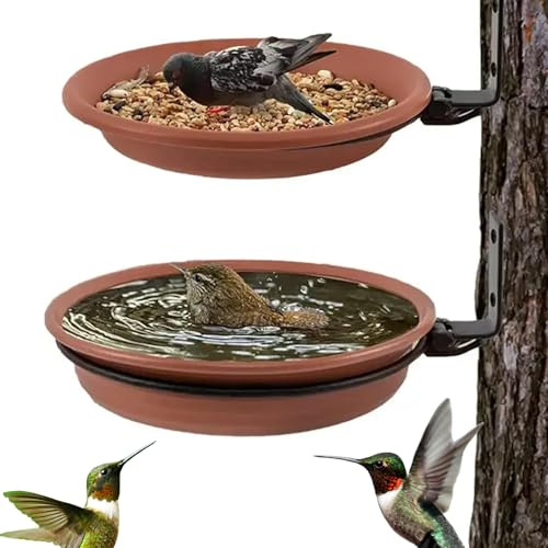 Oiseaux à monter sur les arbres, nourriture, salle de bain, bols, lot de 2 pièces | Plateau de salle de bain pour oiseaux, convient pour extérieur et intérieur, jardin, patio, balcon, pelouse, arbres et mur