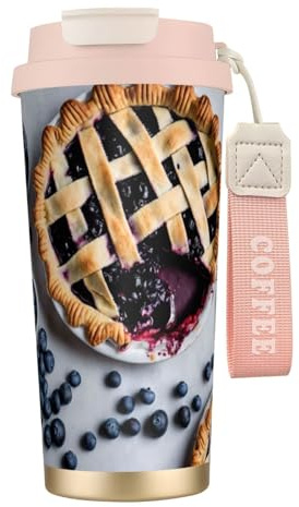 nanger Blueberry Pie Tasse à café isotherme en acier inoxydable 316 avec couvercle anti-fuite, garde au chaud ou au froid