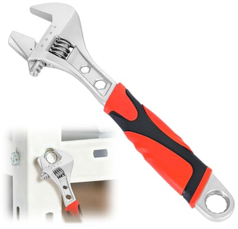 JRILUO Adjustable Spanner Set Wrench 8 Inch (200mm) Hand Tool Kit, Wide Jaw Adjustable Wrench, Heavy Duty Carbon Steel Spanners with Non Slip Grip Handle for Garage Nuts Bolts Pipes