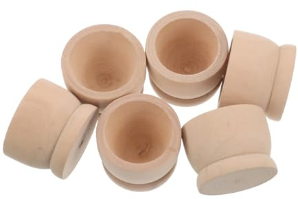 OFFSCH 6 Pezzi Vassoio Portauova in Legno Naturale per Decorazioni Pasquali Supporto Creativo per Uova Fresche Adatto per Cucina e Tavola di Pasqua