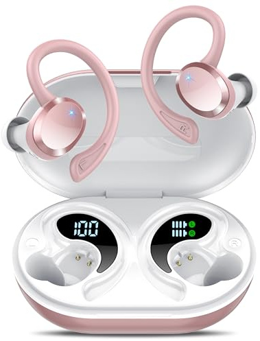Wireless Earbuds, Wireless Headphones with ENC Mic, 68H Bluetooth 5.4 Headphones Dual LED Display, 2026 New Noise Cancelling Earbud, Sport Earphones with EarHooks, IP7 Waterproof Ear Buds, USB-C