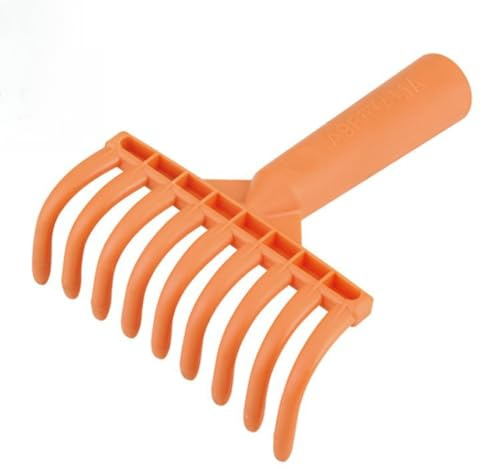 Rastrillo de Plástico para Cosecha de Aceitunas con 9 Dientes y Orificio - Herramienta Multifuncional de Jardinería para Recoger Frutas y Hojas,Naranja