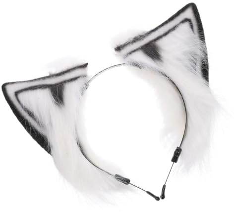 MAGICLULU Folding Fox-ear Headband with Artificial Fur, Black Furry Hair Hoop for Women, Cosplay Party Hair Accessory and Holiday Headwear