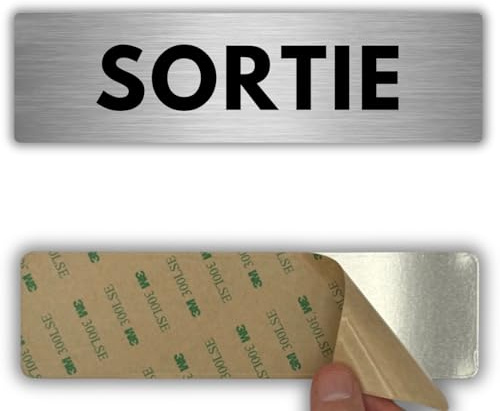 LEIASA | Plaque Sortie - 5x18 cm - Aluminium - Direction de Dégagement | Panneau Sortie Immédiate, Autocollant Issue Libre, Sticker Porte de Départ, Signal Chemin vers Dehors, Pancarte Fuite