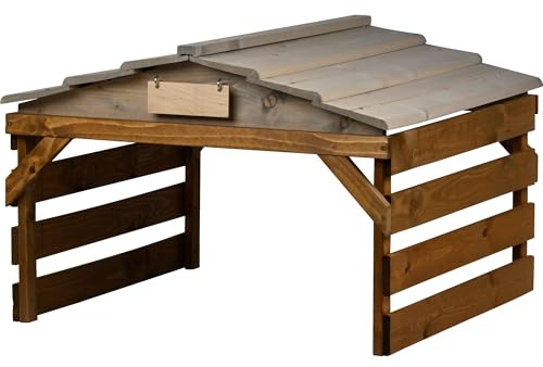dobar Robot Lawnmower Garage Made of Wood with Removable Roof, Lawn Robot Shelter with Customisable Sign, 78.5 x 74 x 52.5 cm, Grey/Brown