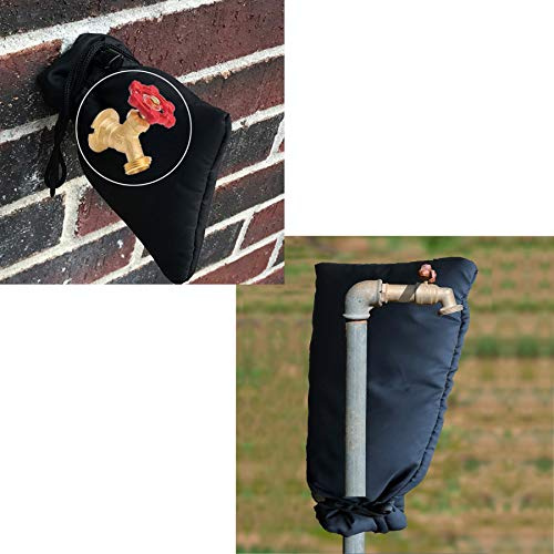 PF WaterWorks PF0694 NoFREEZE 2 Pack Outdoor Freeze Protection Cover/Sock-Hiigh Quality 3M Thinsulate Insulation-Size Small (6 x 7) Medium (8 x 20) for Ground/Wall Faucet, Black