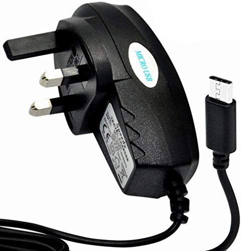 Honor 10 Lite - 3 Pin Mains Wall Plug Micro USB Charger For Huawei Honor 10 Lite (Micro Mains Charger) (Black)