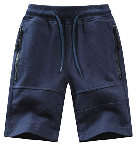 Echinodon Kinder Sweatshorts Jungen 1/2 Hose Kurz Weiche Shorts Baumwolle Sport Freizeit Blau 164