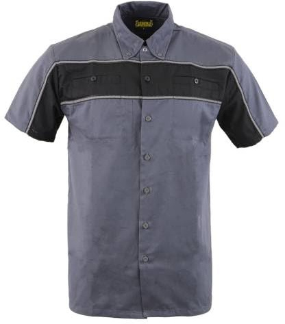 Milwaukee Leather MDM11671 Men’s Grey-Black Mechanic Work Shirt w/Reflective Strip - Heavy-Duty Button-Up - X-Large