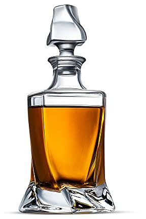 LUXU Whiskey Decanter,25 OZ Twisted Whiskey Decanter for Liquor Scotch Bourbon Vodka Brandy or Wine
